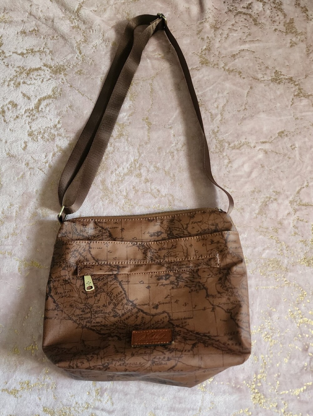PATRICIA NASH | Brown Map Print Crossbody Women’s Shoulder Bag